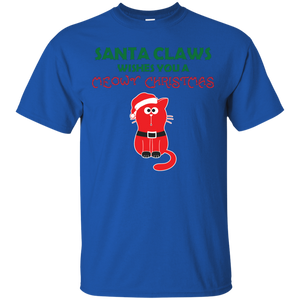 Christmas T-shirt Santa Claws Wishes You A Meowy  Christmas