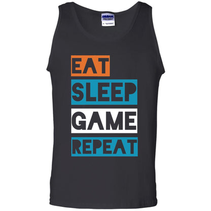 Eat Sleep Game Repeat Video Gamer Player T-shirt Black