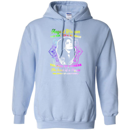 August Woman Shirt The Soul Of A Mermaid The Fire Of Lioness The Heart Of A Hippeie The Spirit Of A Butterfly Light Blue