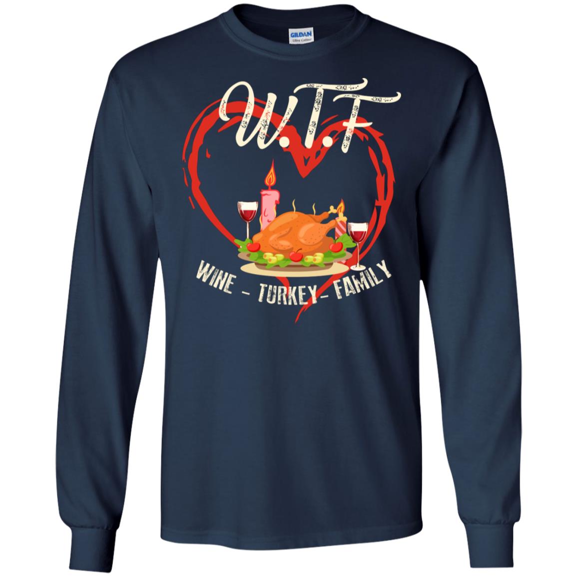 Turkey Wine Family Thanksgiving Drinking Gift Shirt For Family Navy