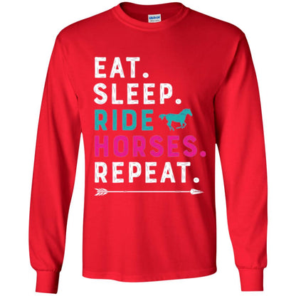 Horseback Lovers T-shirt Eat Sleep Ride Horses Repeat Red