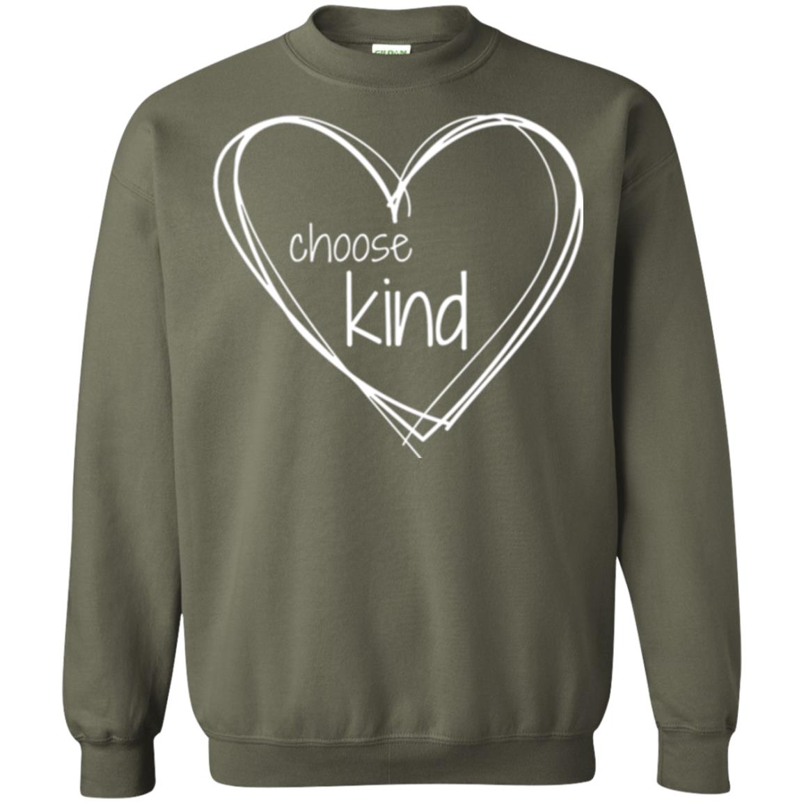 Anti-bullying T-shirt Choose Kind In White Heart Military Green