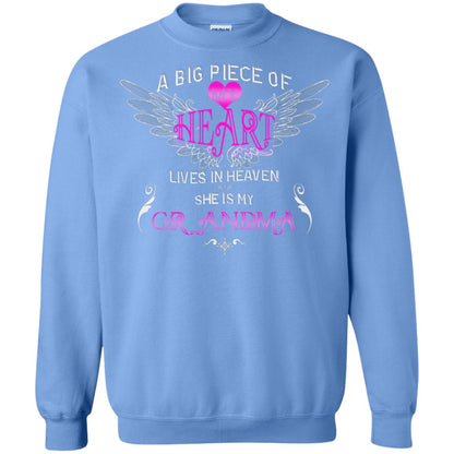 A Big Piece Of My Heart Lives In Heaven She Is My Grandma Grandchildren Gift Shirt Carolina Blue