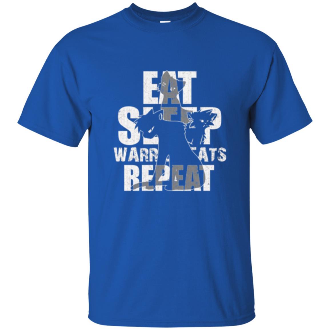 Cat Lover T-shirt Eat Sleep Warrior Cats Repeat Royal