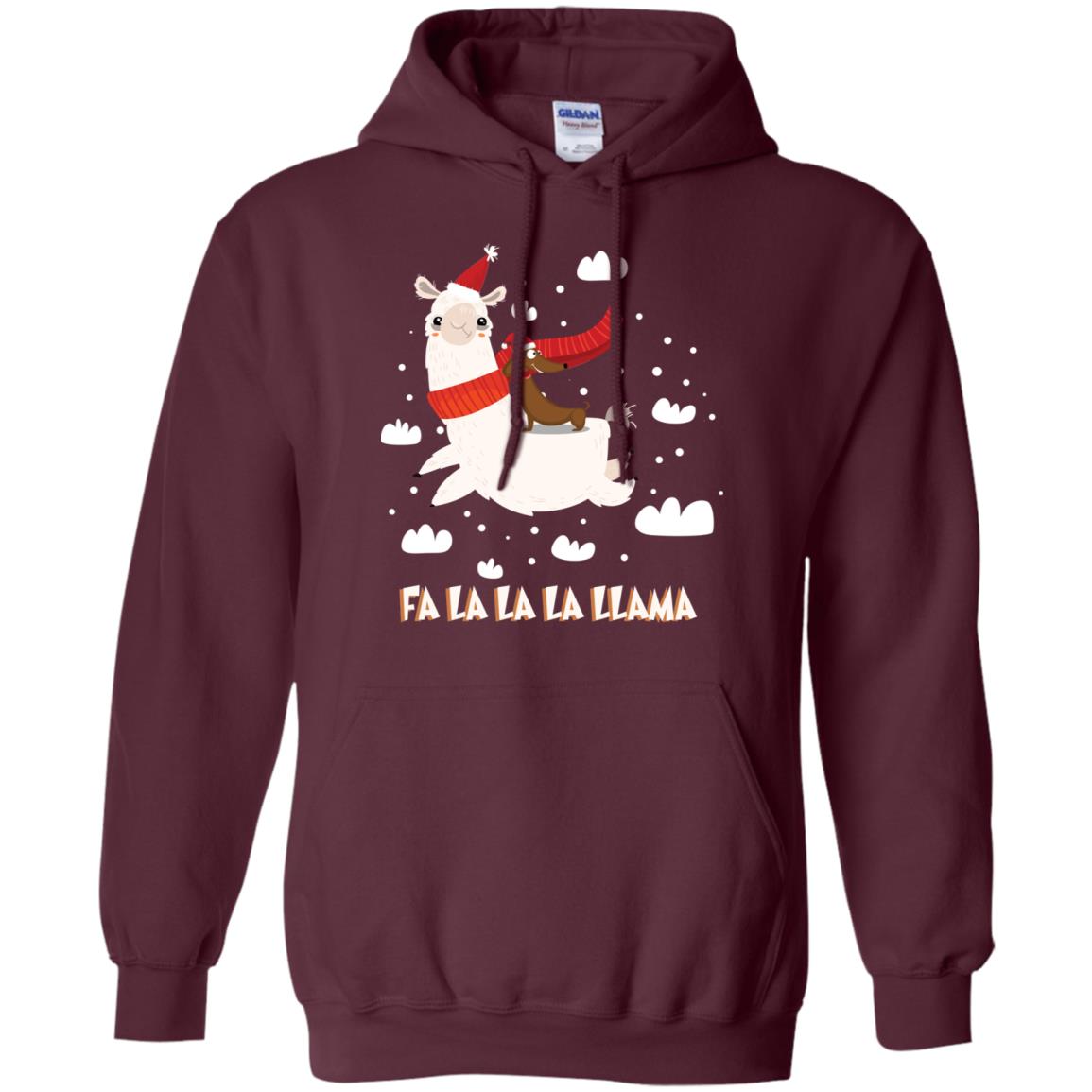 Fa La La La Llama With Dachshund X-mas Gift Shirt Maroon