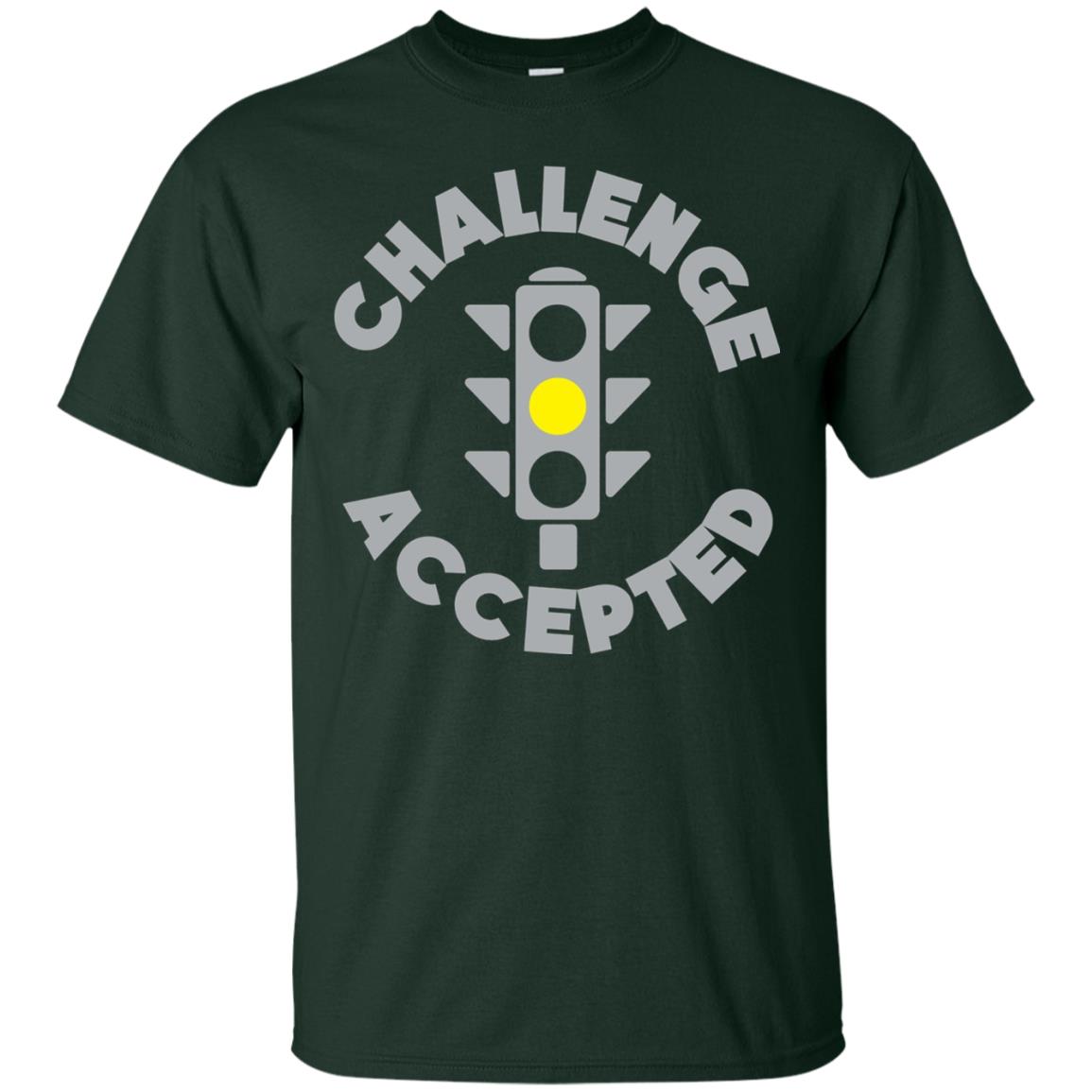 Funny Racing T-shirt Challenge Accepted Yellow Light Car Forest Green