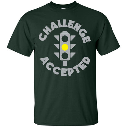 Funny Racing T-shirt Challenge Accepted Yellow Light Car Forest Green