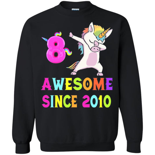 8th Birthday T-shirt Unicorn Dabbing Awesome Since 2010 Black