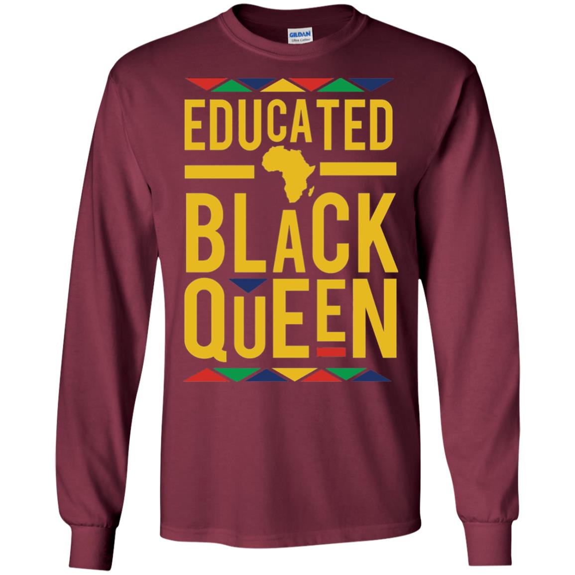 African Dna Pride T-shirt Dashiki Educated Black Queen Maroon
