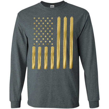 Faux Gold Paint American Flag T-shirt Dark Heather