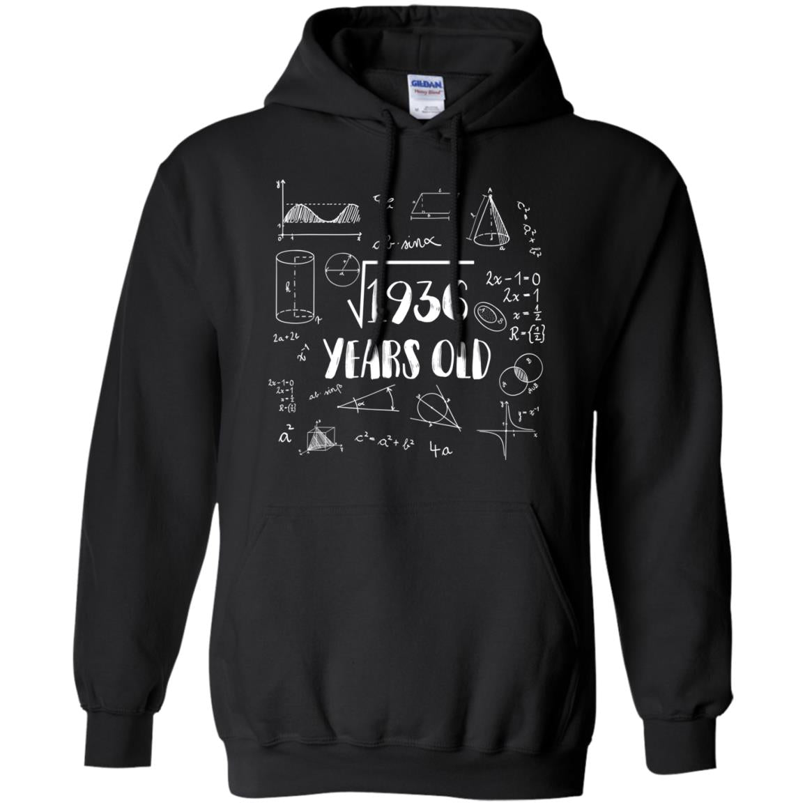 Square Root Of 1936 44th Birthday 44 Years Old Math T-shirt Black