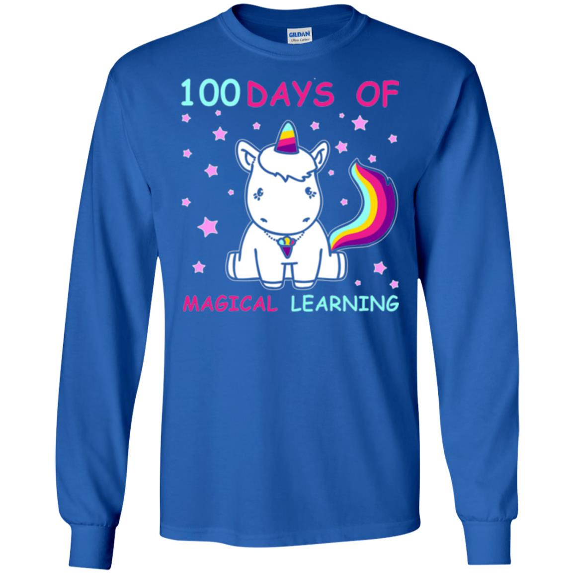Unicorn Lover T-shirt 100 Days Of Mgical Learning Royal