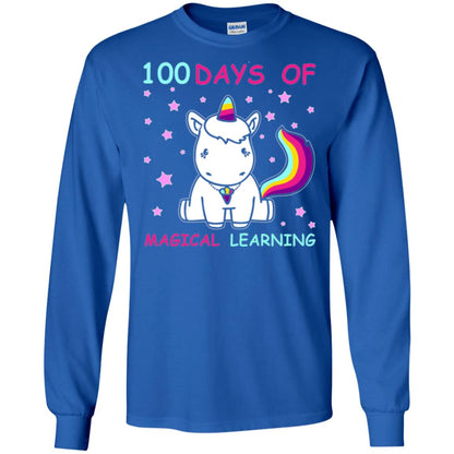Unicorn Lover T-shirt 100 Days Of Mgical Learning Royal