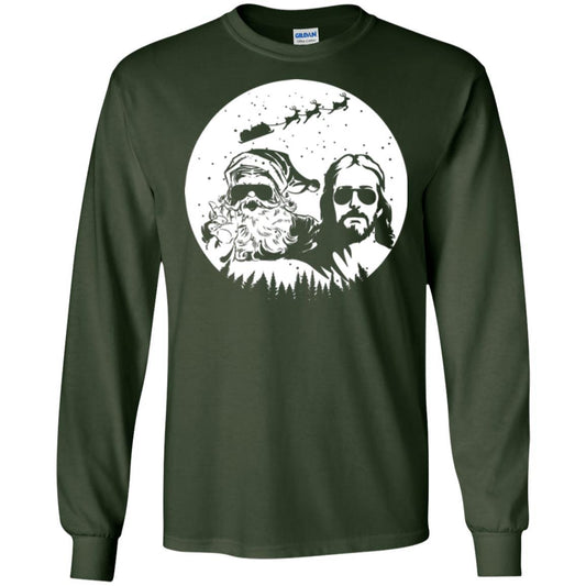Christmas T-shirt Jesus And Santa Claus Forest Green