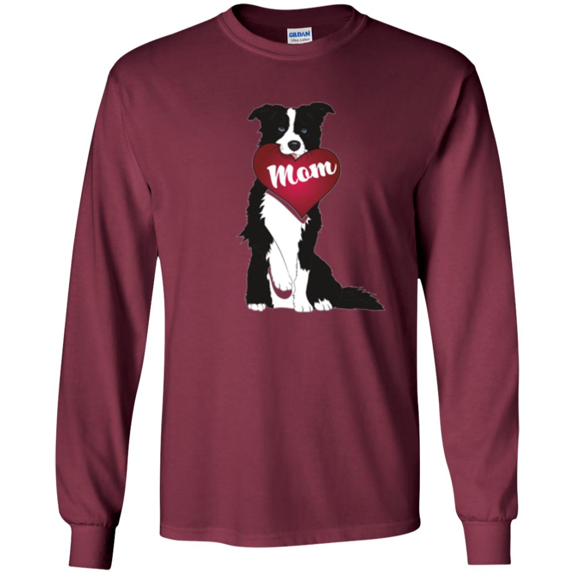 Dog Lover T-sshirt Border Collie Fetching Valentine Heart Maroon