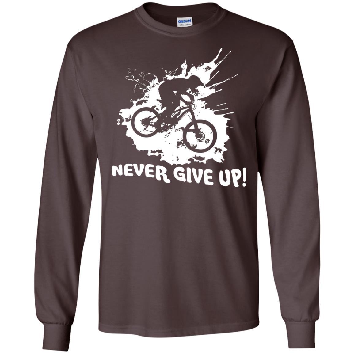 Biker T-shirt Never Give Up Dark Chocolate