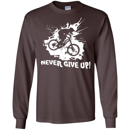 Biker T-shirt Never Give Up Dark Chocolate