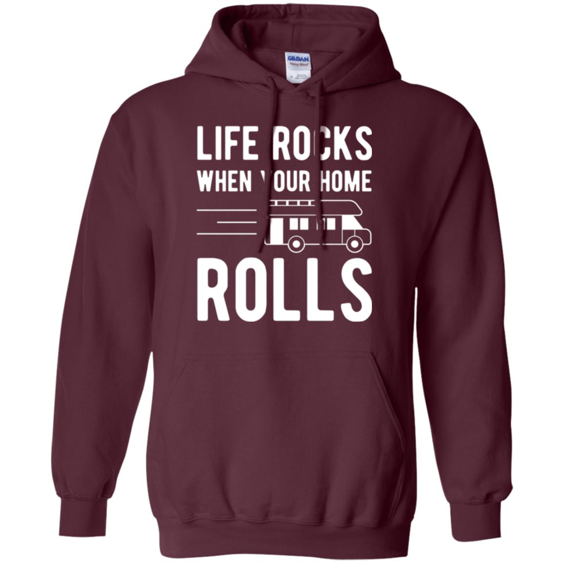 Camper Rv T-shirt Life Rocks When Your Home Roll Maroon