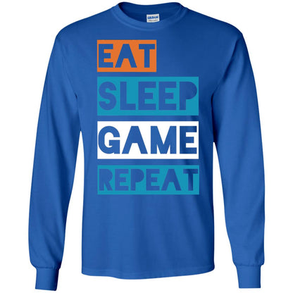 Eat Sleep Game Repeat Video Gamer Player T-shirt Royal