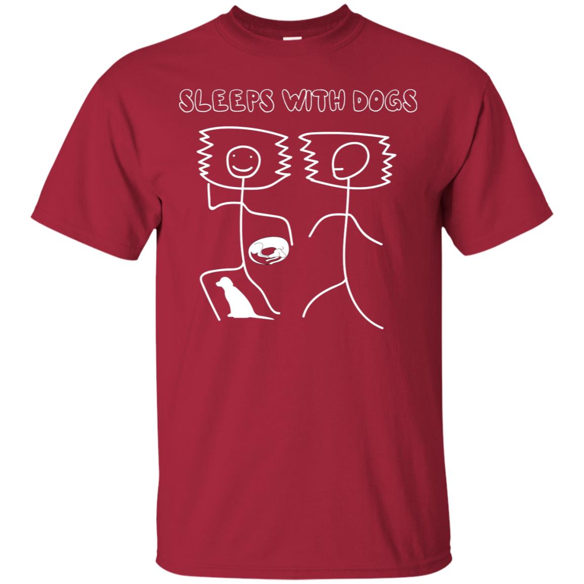 Sleep With Dogs Funny Dog Owner Shirt Cardinal