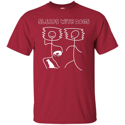 Sleep With Dogs Funny Dog Owner Shirt Cardinal