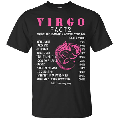 Virgo Facts 1 Awesome Zodiac Sign Gift Shirt For Virgo Horoscope Black