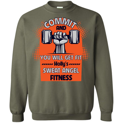 Commit And You Will Get Fit Holly's Sweat Angle Fitness Shirt Military Green