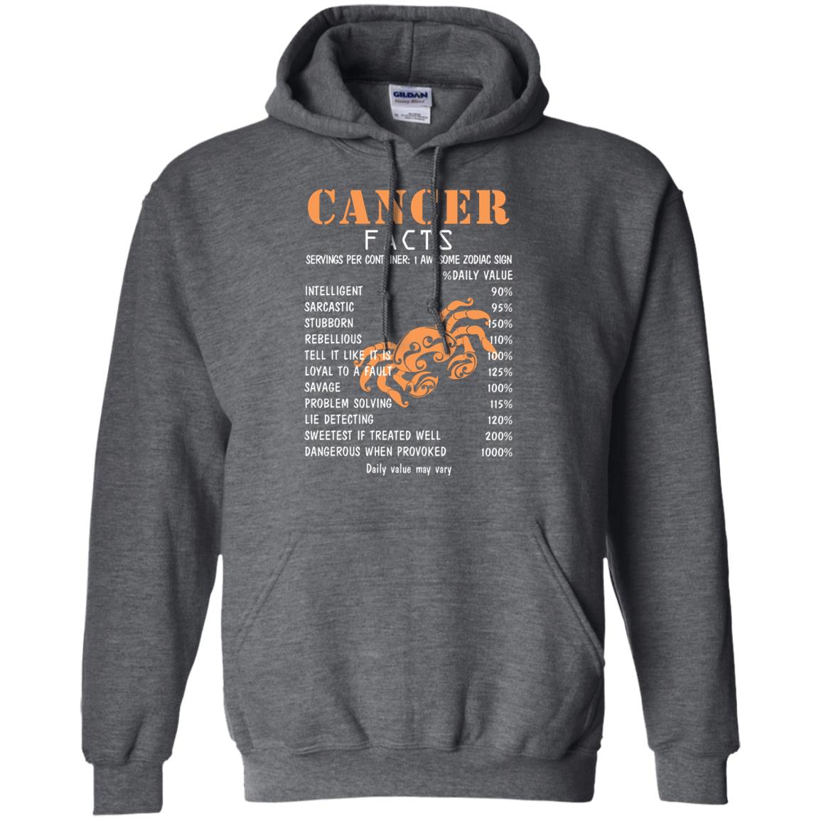 Cancer Facts 1 Awesome Zodiac Sign Gift Shirt For Cancer Horoscope Dark Heather