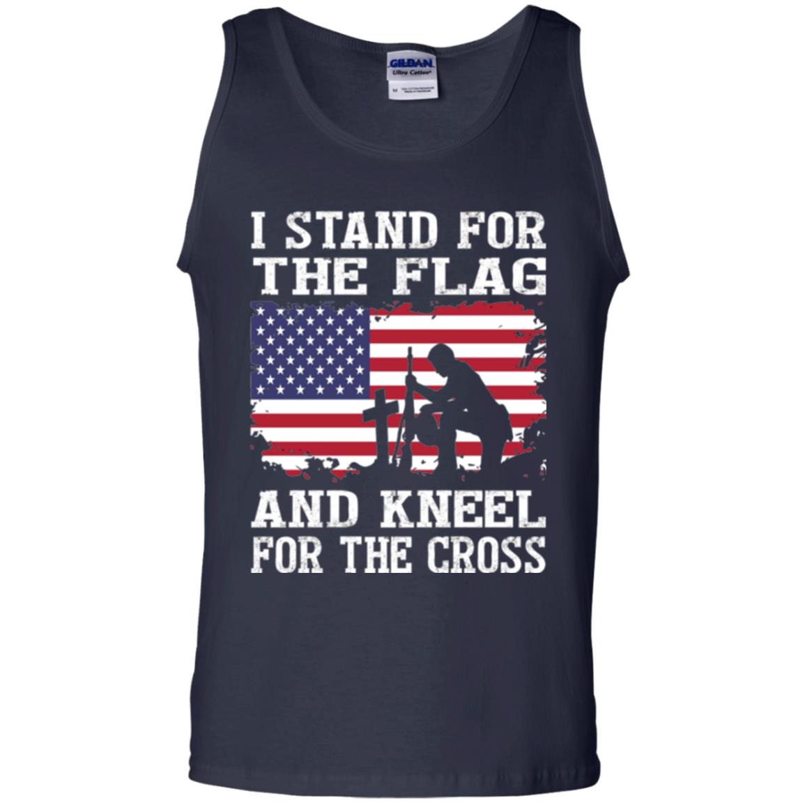 Miiitary T-shirt Stand For The Flag And Kneel For The Cross Navy