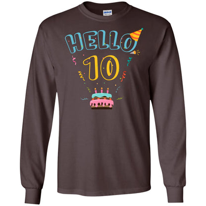 Hello 10 Ten Years Old 10th 2008s Birthday Gift Shirt Dark Chocolate