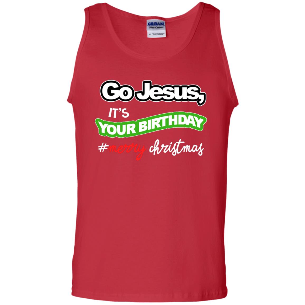 Go Jesus It's Your Birthday Hash Tag Merry Christmas X-mas Christian Gift Shirt Red