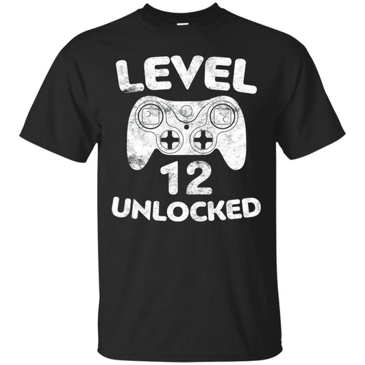 Level 12 Unlocked 12th Video Gamer Birthday Shirt Black