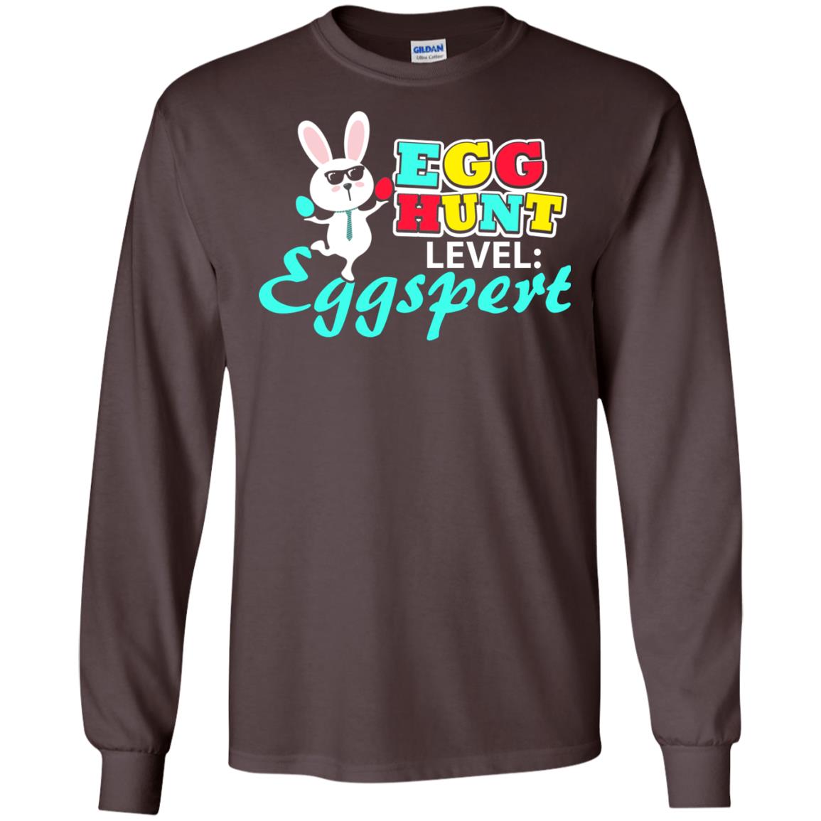 Egg Hunt Level Eggspert Easter Holiday T-shirt Dark Chocolate