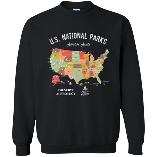 Hiking Camping T-shirt National Park Map Vintage T-shirt Black