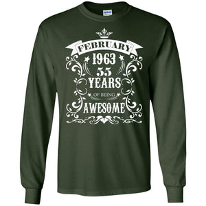 55th Birthday Shirt Awesome Born In February 1963 55 Years Of Being Awesome