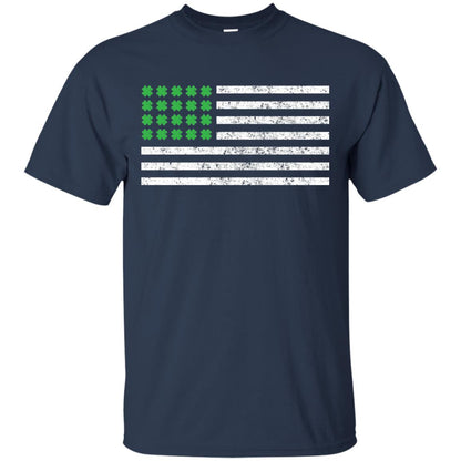Usa Flag With Irish Shamrock St Patricks Day T-shirt Navy