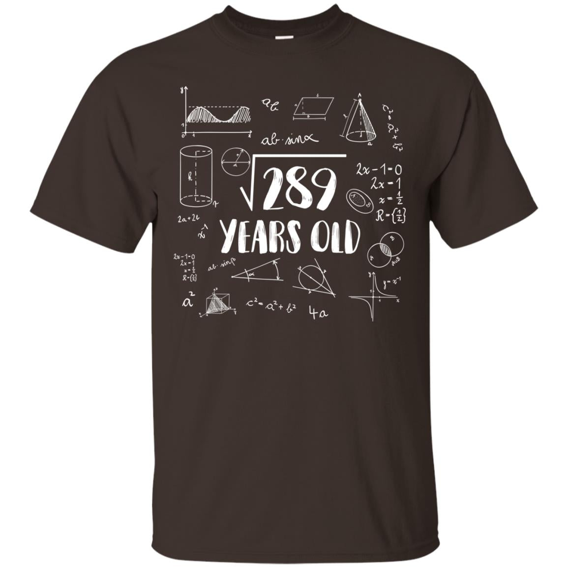 Square Root Of 289 17th Birthday 17 Years Old Math T-shirt Dark Chocolate