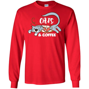 A Good Day Start With Cat And Coffee Cat Lover T-shirtG240 Gildan LS Ultra Cotton T-Shirt