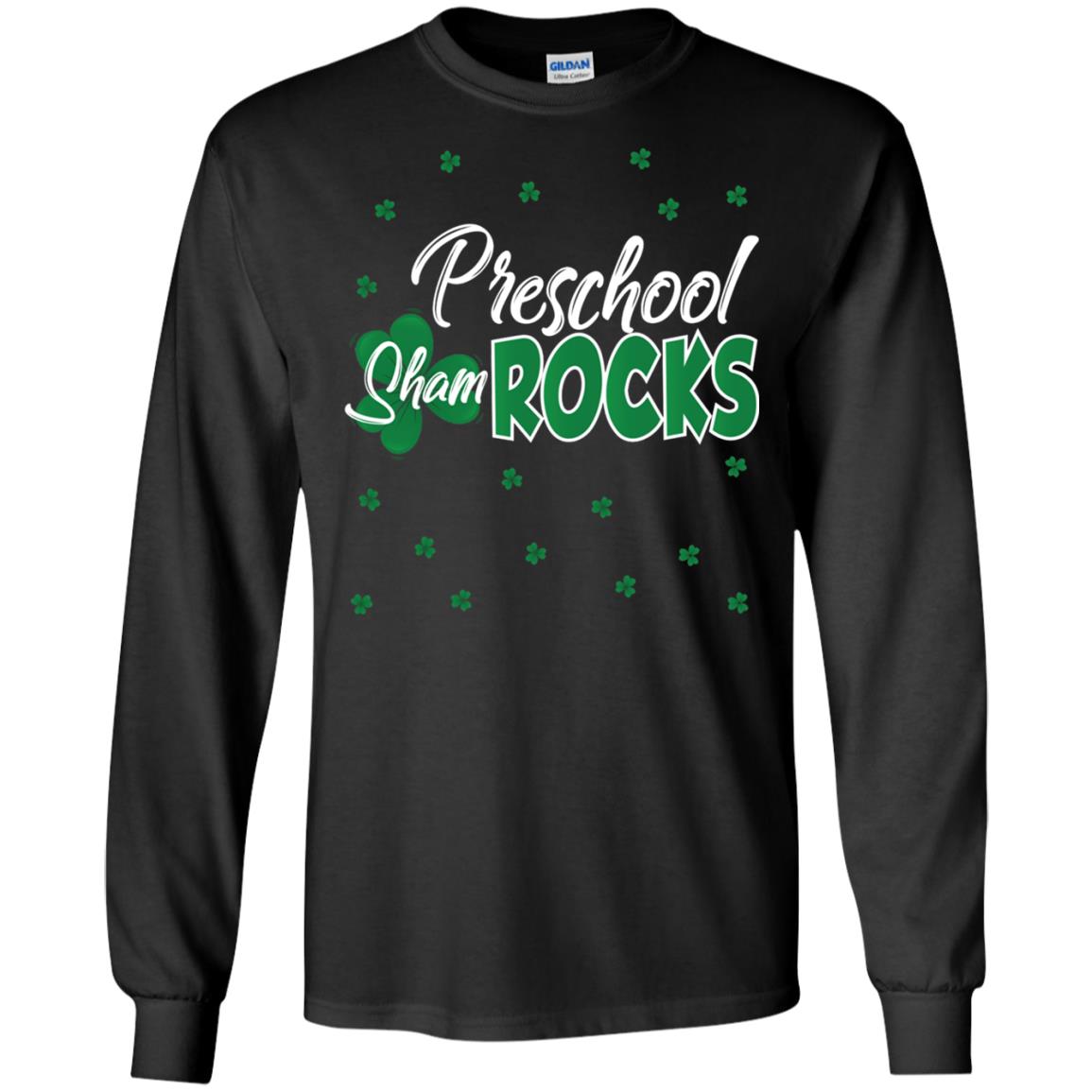 Preschool Shamrocks St. Patrick_s Day School T-shirt Black