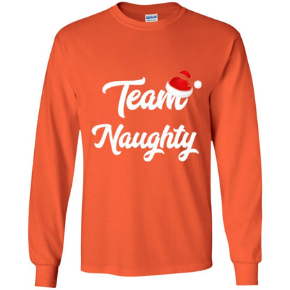 Christmas T-shirt Team Naughty Nice Santa Hat T-shirt Orange