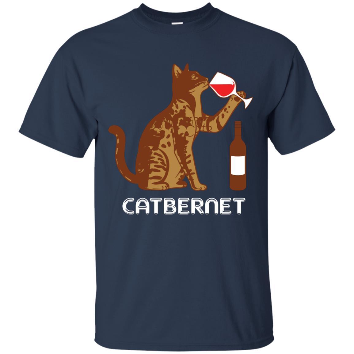 Cat Lovers T-shirt Catbernet Cat Wine Navy