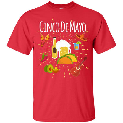 Cinco De Mayo Beer Tacos Guitar Mexico Shirt Red