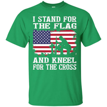 Miiitary T-shirt Stand For The Flag And Kneel For The Cross Irish Green