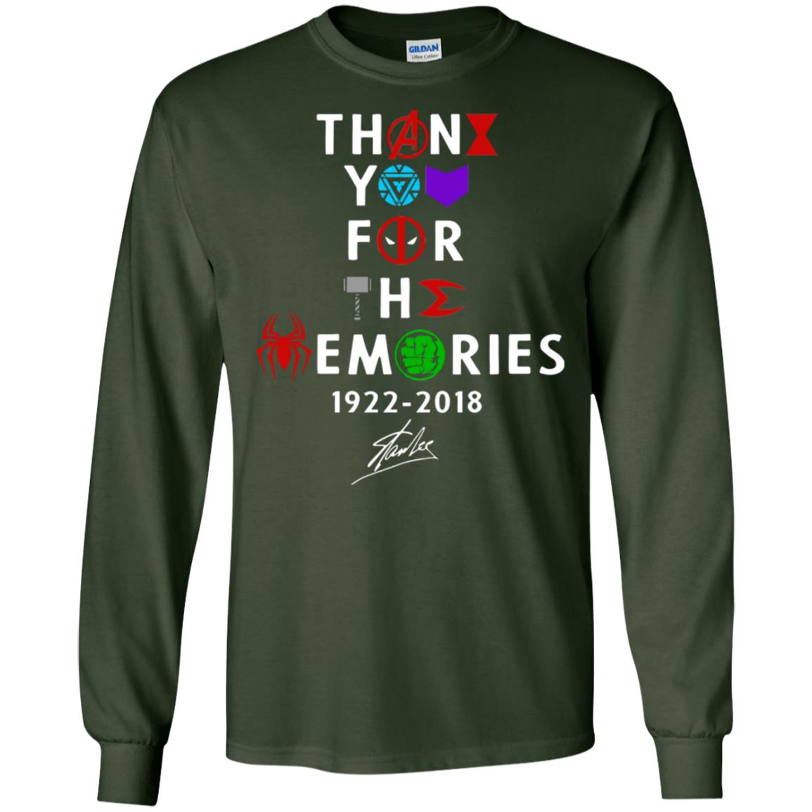Thank You For The Memories Stan Lee Movie Hero Fan Shirt Forest Green