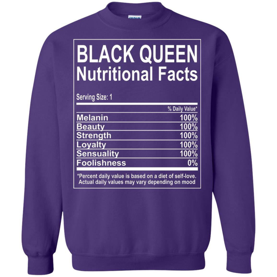 Black Queen Nutritional Facts T-shirt Self Love Purple