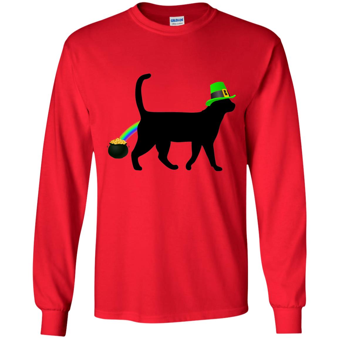Cat Leprechaun Funny Cat Saint Patrick_s Day T-shirt Red