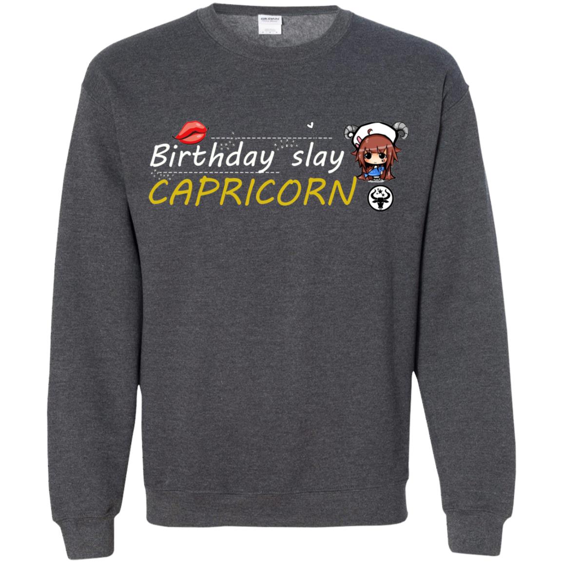 Cute Capricorn Girl Birthday Lip Slay T-shirt Dark Heather