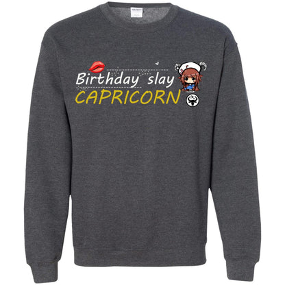 Cute Capricorn Girl Birthday Lip Slay T-shirt Dark Heather
