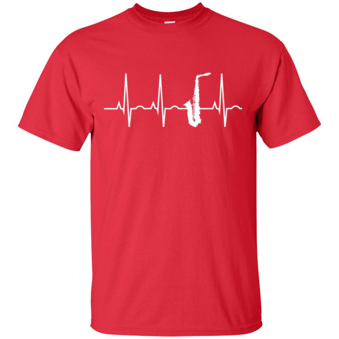 Saxophone Player T-shirt Saxophone Heartbeat T-shirt Red