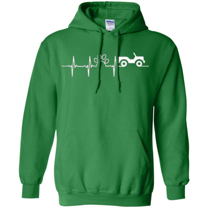 Cat Lovers T-shirt Jeep And Paw Heartbeat Irish Green
